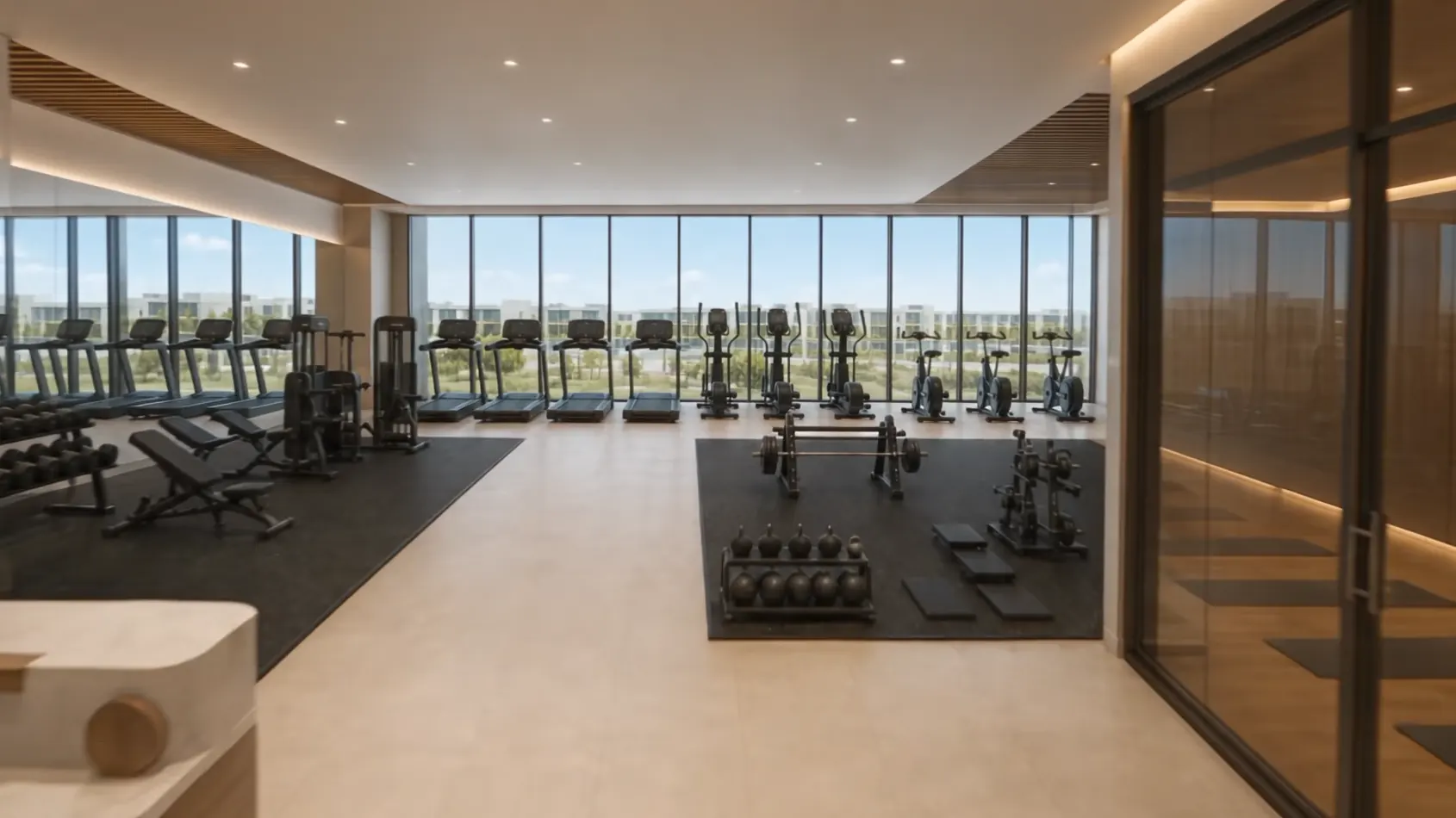 Fitness studio with ocean views